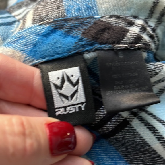 Rusty blue mens plaid flannel size S - Picture 4 of 4